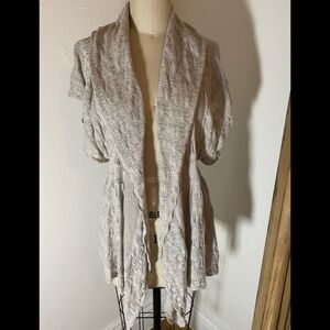 Anthropologie pointelle flutter sleeve cardigan